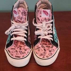 Vans Snoopy Pink and Teal High-Tops